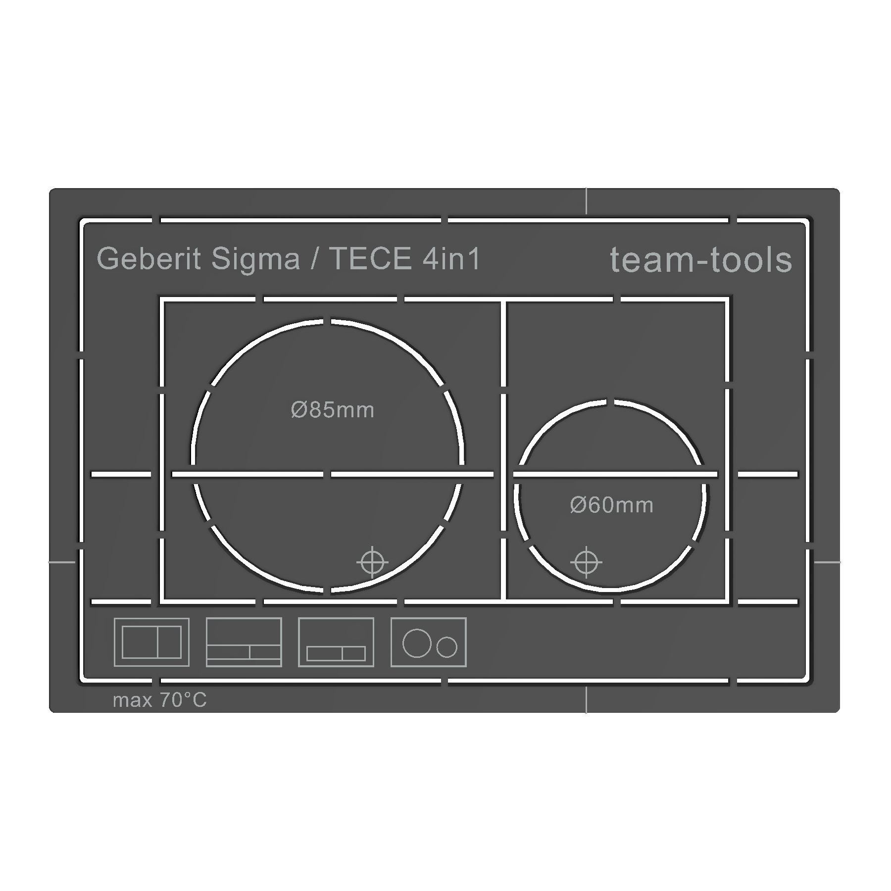 Schablone befliesbare Drückerplatte 4in1 (teamtools)