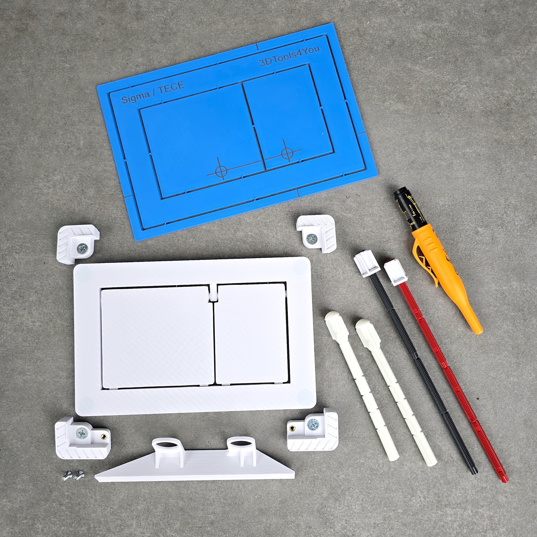 Drückerplatte befliesbar Geberit / TECE - 2 in 1 - Set mit Schablone